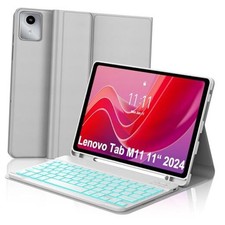 for Lenovo Tab M11 2024 11 Inch Case with Keyboard - 7 Colors Backlit Grey