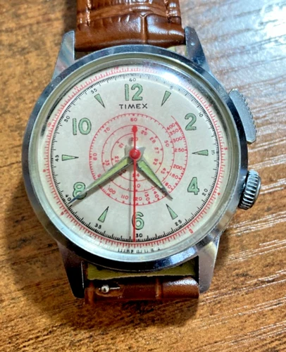 Rare Vintage 1950s Timex Southhampton telemeter chronograph mens wristwatch