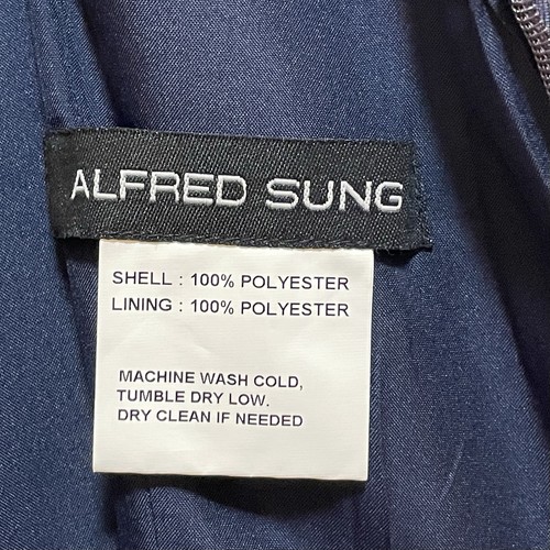 ALFRED SUNG Midnight Navy Sateen Twill High Low Cocktail Dress Gown NWOT Sz 4 - Picture 7 of 8