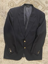 Vintage Burberry Blazer Wool Gold Button Navy Blue 44R 100 Pure Wool No Size Tag