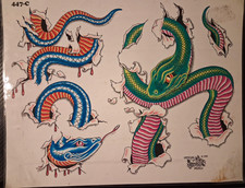 Official Tattoo Brand Snake Tattoo Flash Sheet. MPN 447-C. From A Tattoo Shop