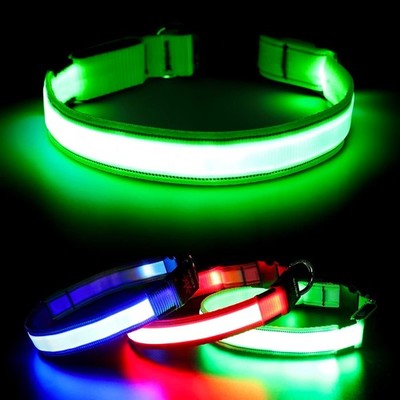 Visinite LED Hundehalsband USB Wiederaufladbar, Reflektierendes Leuchten Haustier M, Grün 