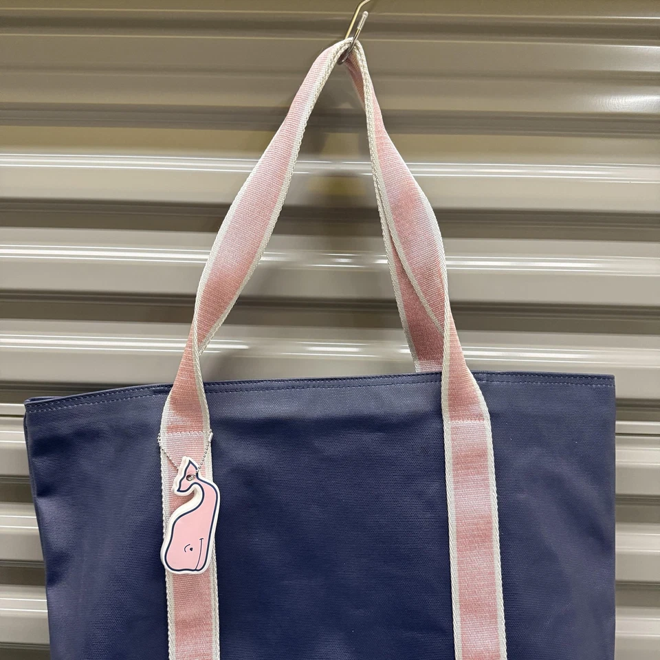 Vineyard Vines Tote Bag Womens Large Navy Pink Whale Beach Pool Target Collab - Image 2 of 4