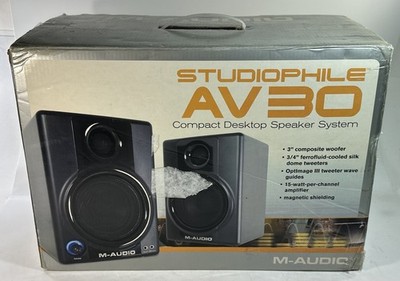M-Audio Studiophile AV30 Powered Speakers Studio Monitors Black Tested W/ Box