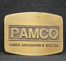 WE05148 GREAT VINTAGE 1970s PAMCO POWER APPLICATION ADVERTISEMENT BELT BUCKLE