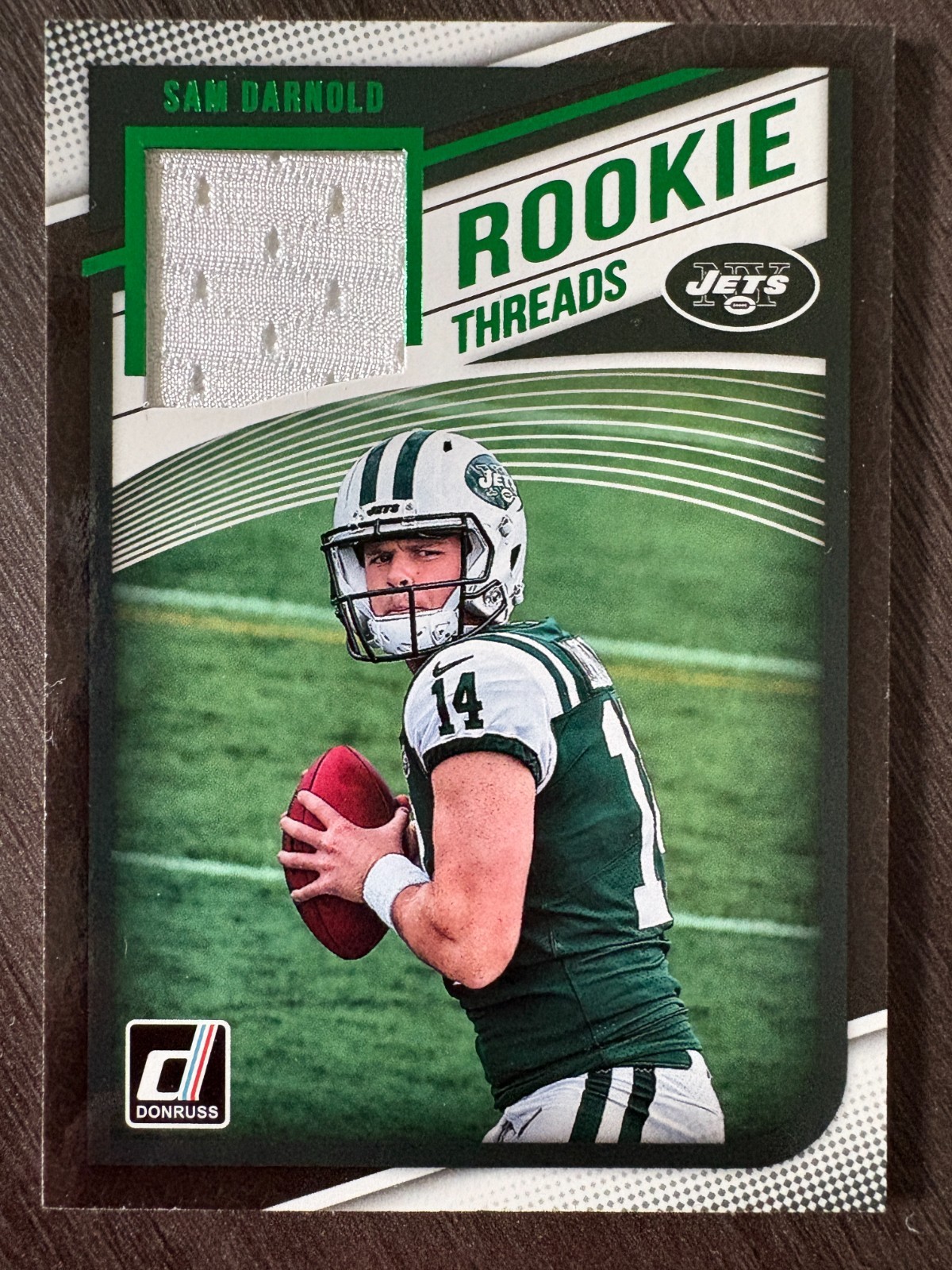 2018 Panini Donruss Sam Darnold Rookie Threads Jersey Relic #1 GREEN FOIL SP RC