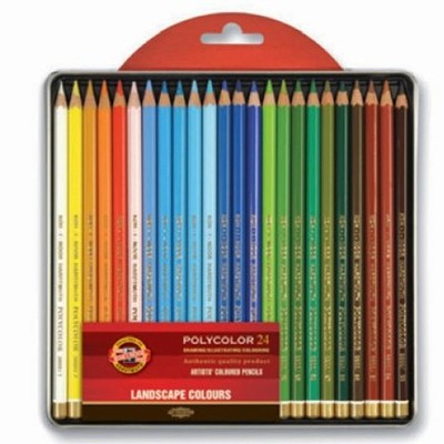 Polycolor Landscape Artists Coloured Pencils Set of 24 Art Supplies Drawing