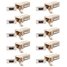 10 Pcs DB 9 RS232 Serial DB9 Female to RJ45 8P8C Network Modular Adapter Ivory