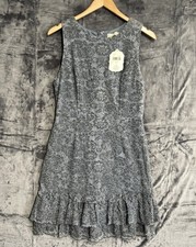 Altar'd State NWT Women’s Large Gray Floral Lace Dress Ruffle Hem Lined Zipper