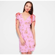 Wild Fable Pink Floral Flutter Short Sleeve Mini Dress