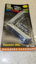 NEW Sealed-Franklin Manufacturing 730BL 4-Pack Right Angle Steel Corner Brace-3"