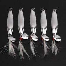 OriGlam 5pcs Spoons Lures Fishing Kit - Metal Spinner Baits With Treble Hooks fo