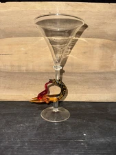 Milon Townsend Hand Blown Mermaid Swimming Martini Wine Goblet