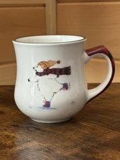 Pfaltzgraff Snow Bear Coffee Mug Cup Polar Bear Ice Skating Winter Holiday