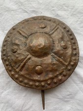 SALE Primitive Huge 5in Copper Shield Cloak Brooch Handforged Re-enactment Film