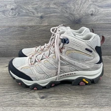 Merrell Moab Waterproof Hiking Boots Womens Size 11 Gray Pink Vibram