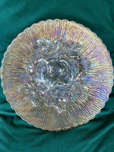Antique 1900th NORTHWOOD “Poppy Show” White  CARNIVAL GLASS Plate  D 9.25" L@@K!