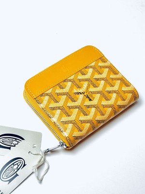 GOYARD Matignon PM Wallet New w Tags No Box Yellow Printed Canvas