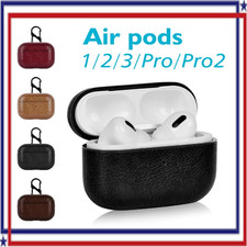 For Apple Airpods 4 3 2 Pro 2/3 PU Leather Anti-Lost Case With Hook Sleeve Cover
