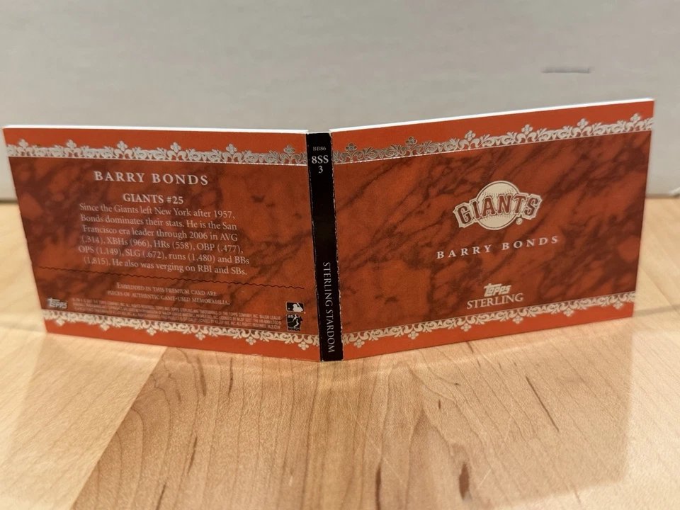 Barry Bonds Topps estrellato esterlina usado en juegos parche folleto gigantes raro #06/10 Foto 2 de 2