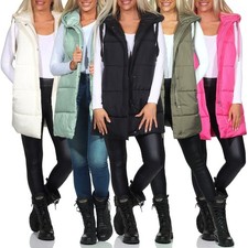 Only Damen lange Steppweste Weste mit Kapuze Waistcoat Übergang ONLAsta