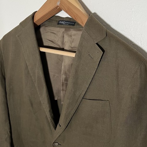 Cappotto sportivo blazer Polo Ralph Lauren x Corneliani 100% lino verde 44L - ITALIA - Foto 2 di 14