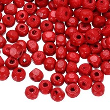 500 Pcs Natural Wooden Beads for Crafts, Red 5 x 6mm, 2mm Hole 
