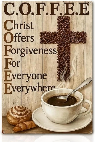 Vintage Coffee Metal Iron Tin Signs Christian Wall Art Decoration Inspirational