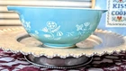 Vintage Pyrex Cinderella Turquoise Needlepoint Pattern Mid-Century Beautiful