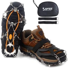 Ice Snow Grips Crampons Traction Cleats,19 Stainless Steel Spikes for Women M...