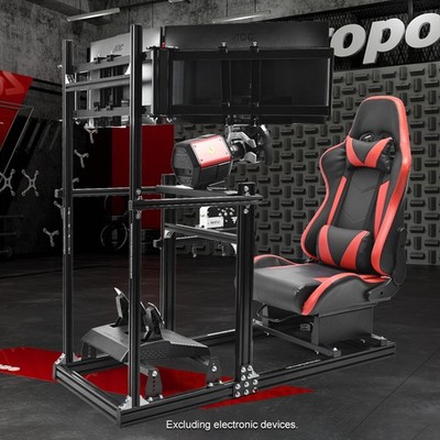 Zootopo 3060 Aluminum Racing Sim Cockpit With Seat Triple TV Stand Fit Logitech