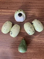 Vintage Large Ceramic Macrame Beads Multi Color Set Of 6