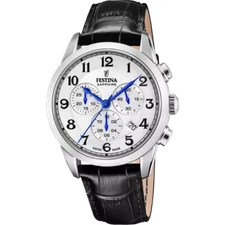 Festina Swiss Made White Dial Black Leather Strap Men's Watch F20041/1