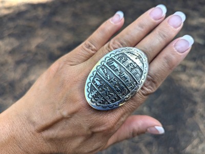 Native American Storyteller Sterling Silver Ring Navajo Jewelry Signed Sz 9.25US