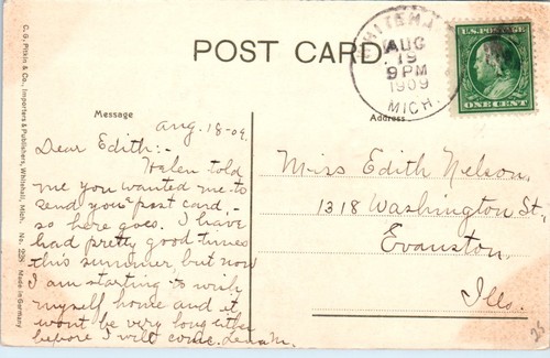 1909 Michigan Postcard Wabaningo Club House Sylvan Beach MI Scenic View Lake - Picture 2 of 2