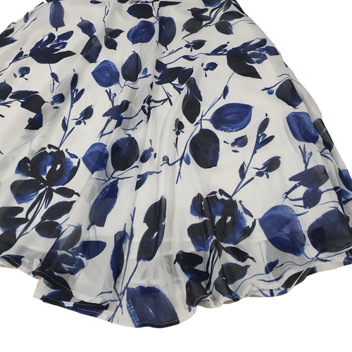 Liz Jordan Size 18 Blue White Print Lined Chiffon Uneven Hem Marie Skirt $129.95 - Picture 9 of 11