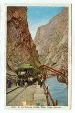 Vintage HANGING BRIDGE Royal Gorge COLORADO Postcard! Interstate Co (Denver)