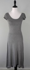 Gap Gray Scoop Neck Stretch Long Fit & Flare Cap Sleeve A-Line Dress Size S Tall