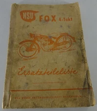 NSU Fox 4 Stroke Parts Catalog / Parts List Updated 02/1954