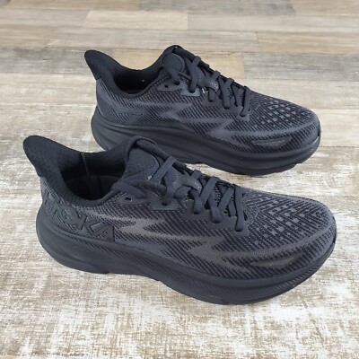 Hoka One One Clifton 9 Womens Shoe Sz 7 B Athletic Running Black Lace Up Sneaker