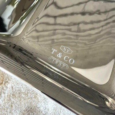 TIFFANY & Co. Vide Poche Tray Rectangle Plate Silver porcelain