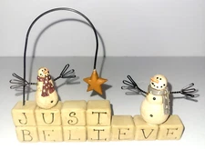 Snowmen Just Believe - Block Figurine - Blossom Bucket Suzi Skoglund
