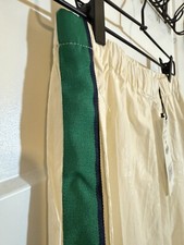 Zara Windbreaker Pants Green Blue Side Stripe Cream White Med Track Trousers Jog