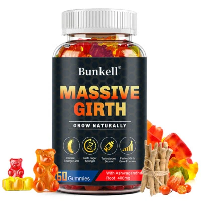 BUNKELL Suplemento potenciador masculino gomitas circunferencia masiva crecen naturalmente más gruesas más grandes