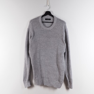 All Saints Mens Chunky Knit Gray Knitwear Jumper Sweater M Medium