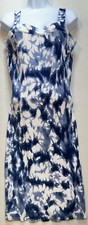 Michael Kors Womens Bodycon Midi Dress Sz XL Blue White Tie Dye Beach Resort