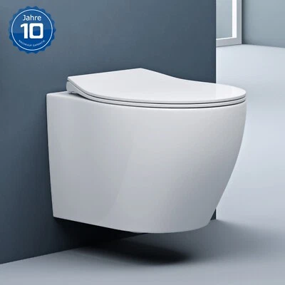 DOPORRO Hänge-WC Weiß Wand-WC Toilette mit Soft-Close Spülrandloses aus Keramik Aach126