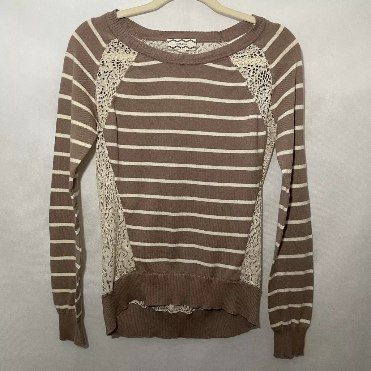 Pink rose striped best sale sweater