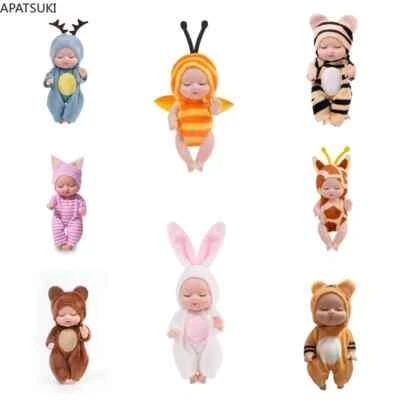 12cm Schlaf-Baby-Puppe mit niedlicher Tierkleidung 4,5" Mini-Stofftier-Puppen - Bild 1 von 4