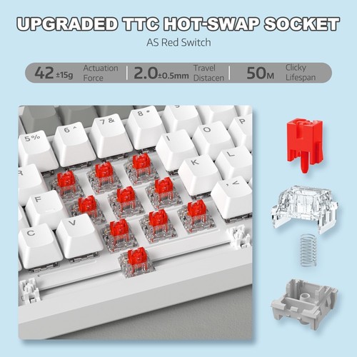 AJAZZ AK820 Type-C Wired Mechanical Gaming Keyboard with Knob Hot Swappable - Picture 4 of 30